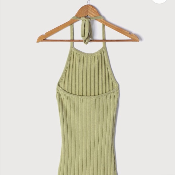 Lulus It's a Trend Light Green Ribbed Knit Halter Sweater Dress - Picture 4 of 9